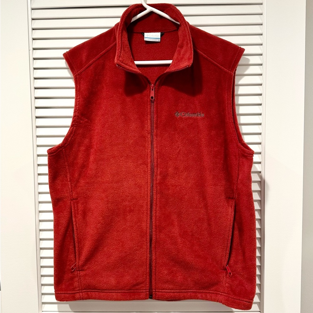Columbia Men’s Full Zip Fleece Vest, Burgundy Red, Medium